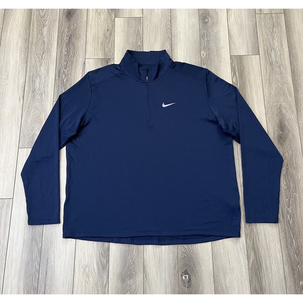 Nike Dri-Fit Blue Long Sleeve 1/4 Zip Athletic Pullover Mens Sz XXL Gym Workout